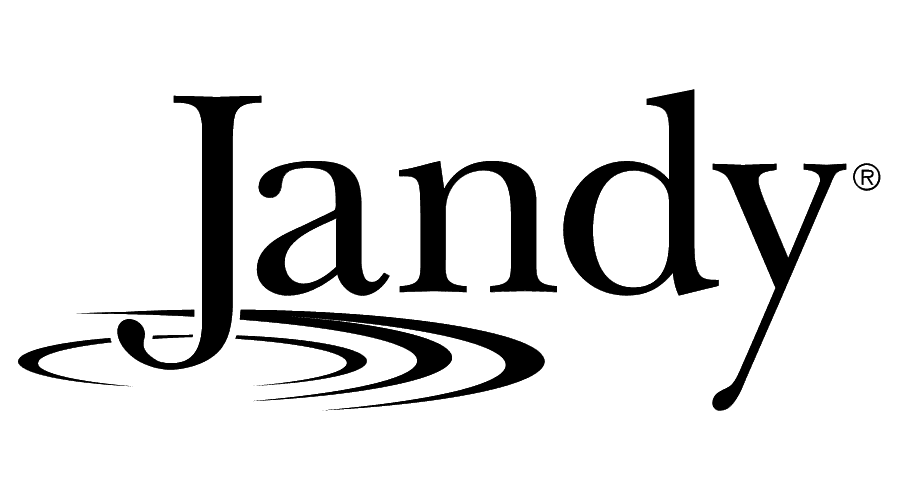 The Jandy logo features the word Jandy in a serif font, with three curved lines below the J resembling swimming pool ripples or waves, on a white background.